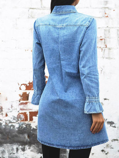 Women's Dresses Fashion Pocket Shirt Denim Dress - LuckyFash™