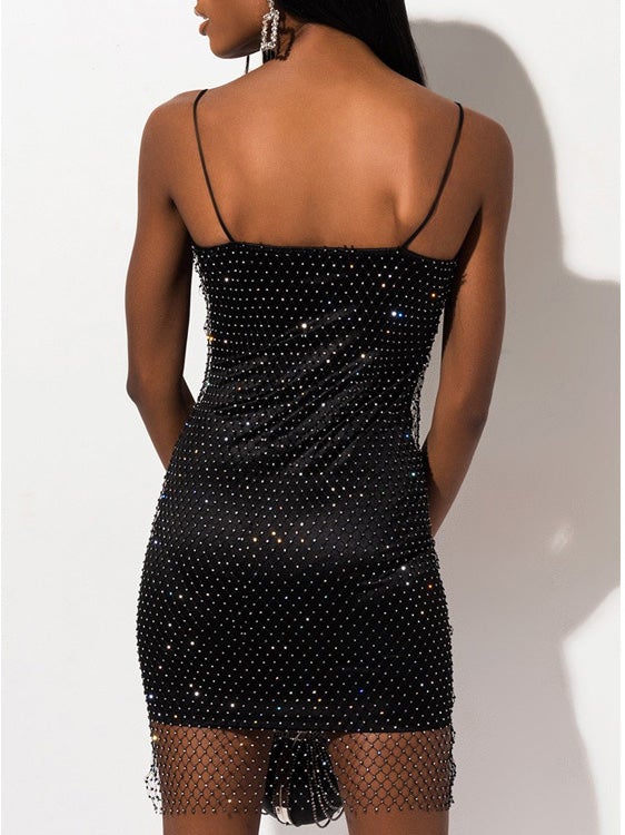 Women's Dresses Flash Diamond Mesh Bare Back Sling Dress - LuckyFash™