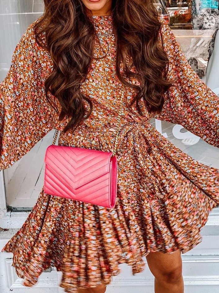 Women's Dresses Floral Long Sleeve Belted Casual Dress - LuckyFash™