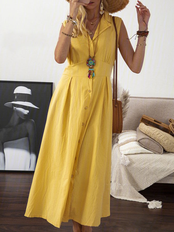 Women's Dresses Lapel Button Retro Maxi Dress - LuckyFash™