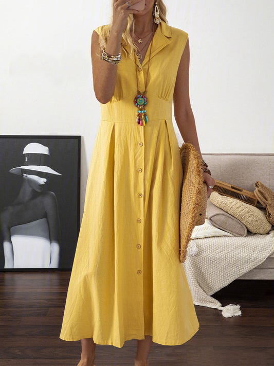 Dresses Lapel Button Retro Maxi Dress for Women