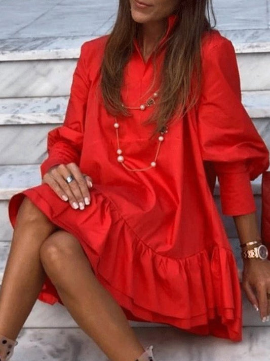 Dresses Long Sleeve Back Ruffled Mini Dress for Women