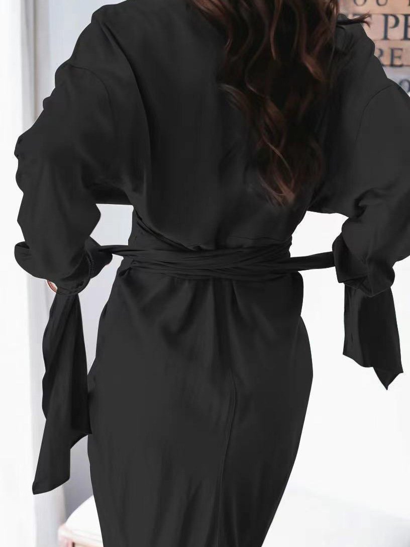 Women's Dresses Long Sleeve Buttoned Temperament Shirt Dress - LuckyFash™