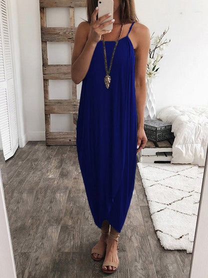 Maxi Dresses - Loose Solid Knitted Irregular Dress - MsDressly