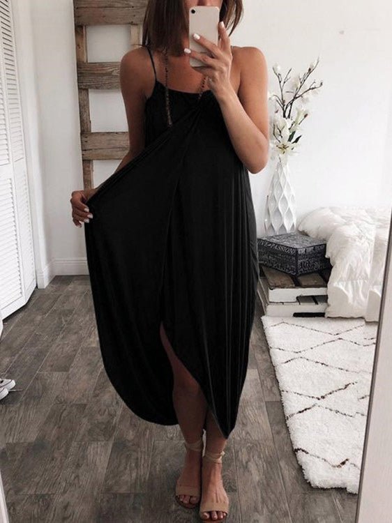 Maxi Dresses - Loose Solid Knitted Irregular Dress - MsDressly