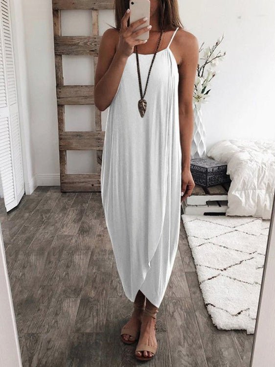 Maxi Dresses - Loose Solid Knitted Irregular Dress - MsDressly