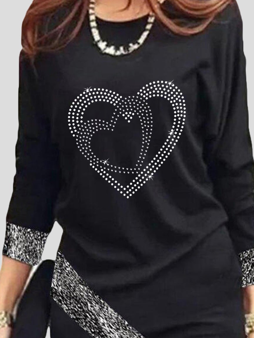 Women's Dresses Love Hot Rhinestones Long Sleeve Irregular Dress - LuckyFash™