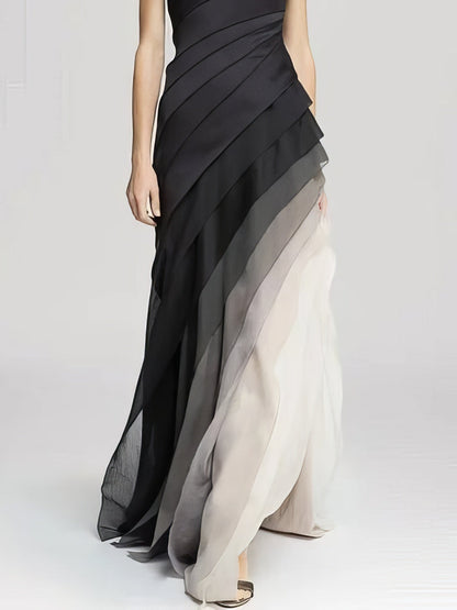 Maxi Dresses - Ombre Layered High Waist Irregular Dress - MsDressly