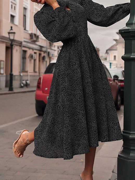 Women's Dresses Polka Dot Print Long Sleeve Dress - LuckyFash™