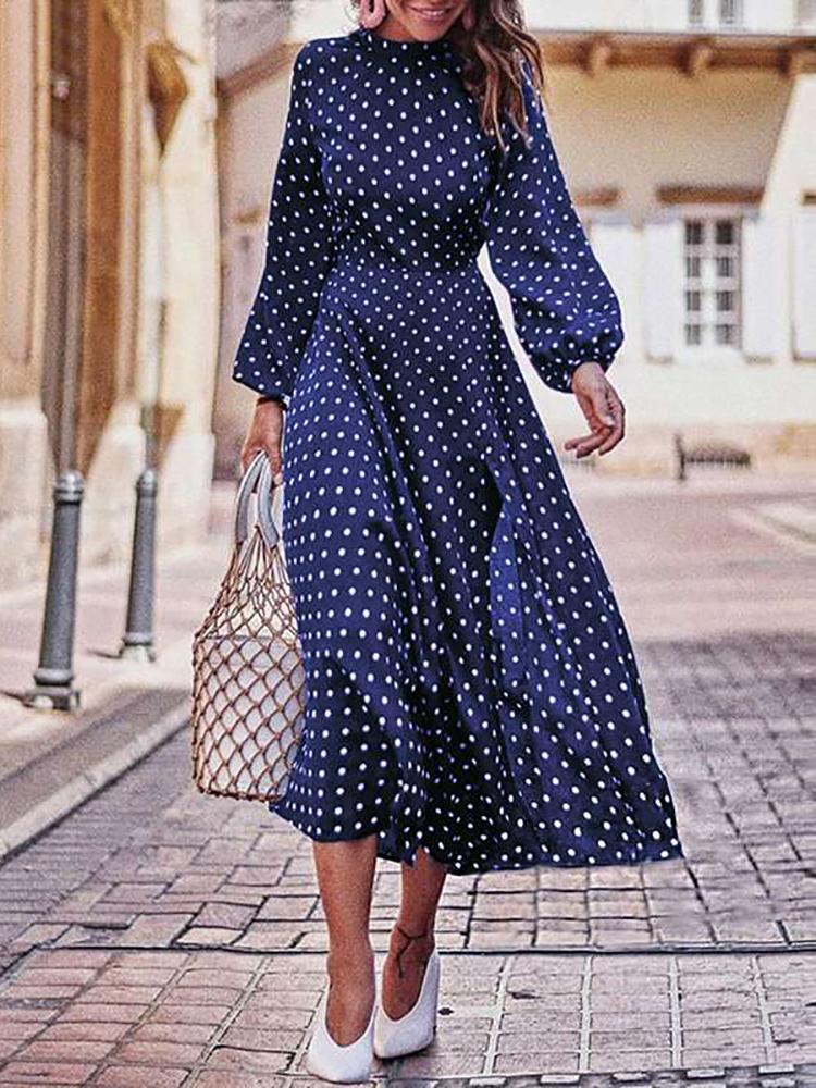 Dresses Polka Dot Slim Long Sleeve Dress for Women