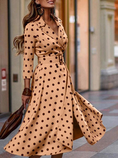 Dresses Polka Dot Temperament Long Sleeve Dress for Women