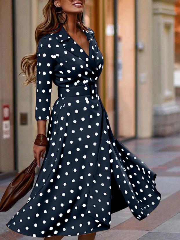 Dresses Polka Dot Temperament Long Sleeve Dress for Women