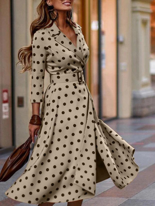 Dresses Polka Dot Temperament Long Sleeve Dress for Women