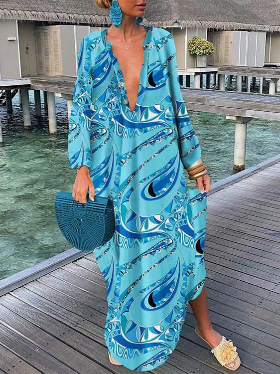 Dresses Printed Long Sleeve Casual Dress for Women