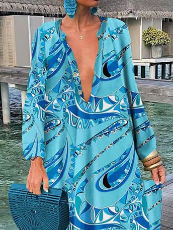 Women's Dresses Printed Long Sleeve Casual Dress - LuckyFash™