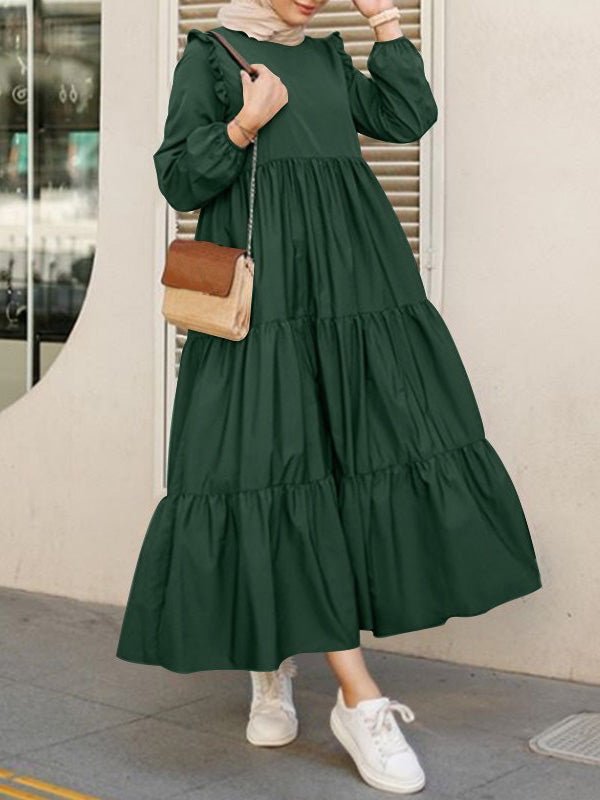 Dresses Round Neck Long Sleeve Casual Dress for Women