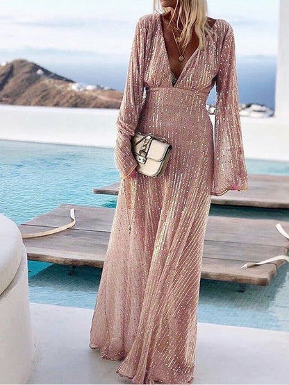 Dresses Sequin V-Neck Long Sleeve Dress for Women