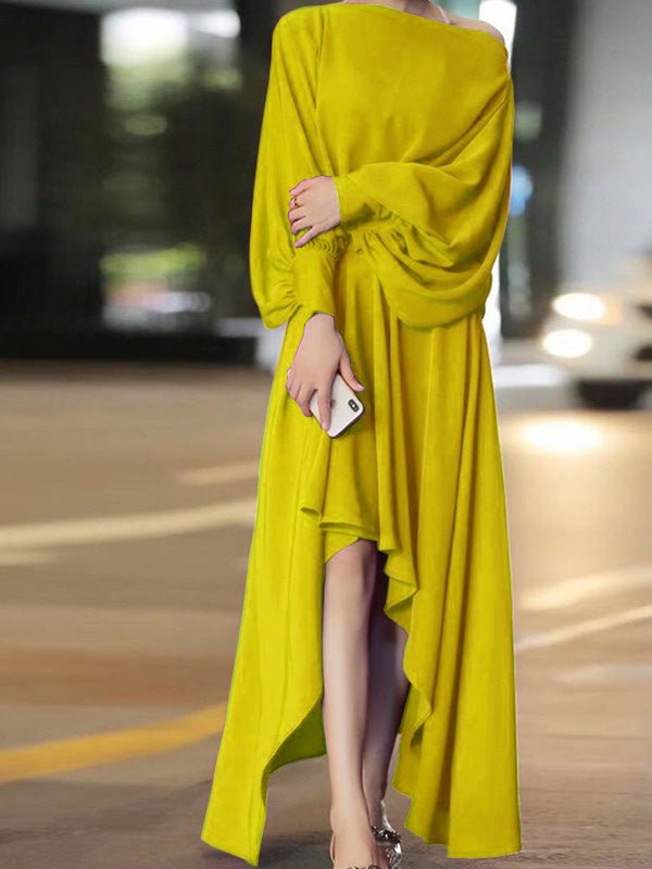 Dresses Solid Lantern Long Sleeve Irregular Dress for Women