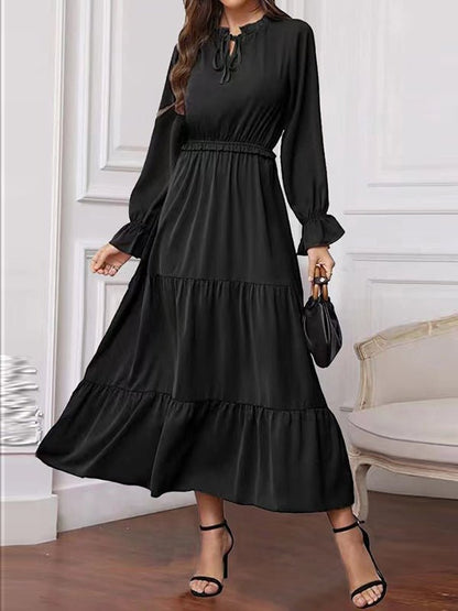 Dresses Solid Long Sleeve Tie Maxi Dress for Women