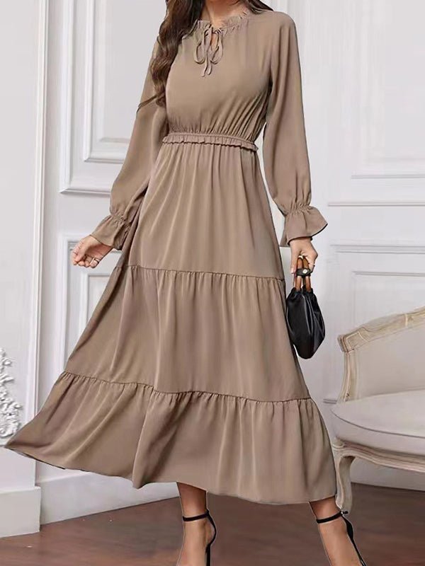 Dresses Solid Long Sleeve Tie Maxi Dress for Women