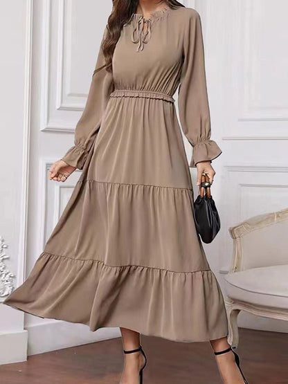 Dresses Solid Long Sleeve Tie Maxi Dress for Women