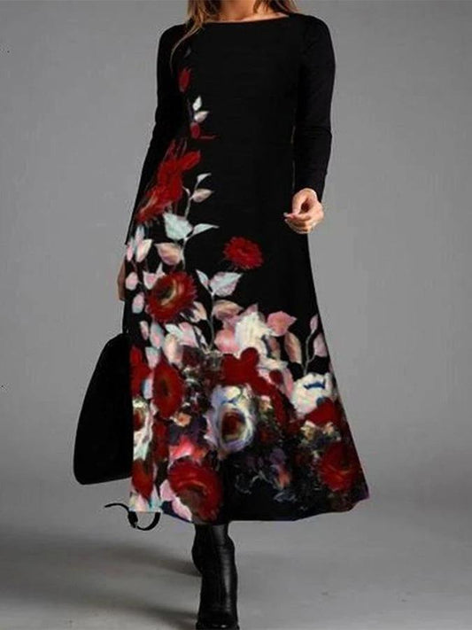 Dresses Temperament Floral Print Long Sleeve Dress for Women