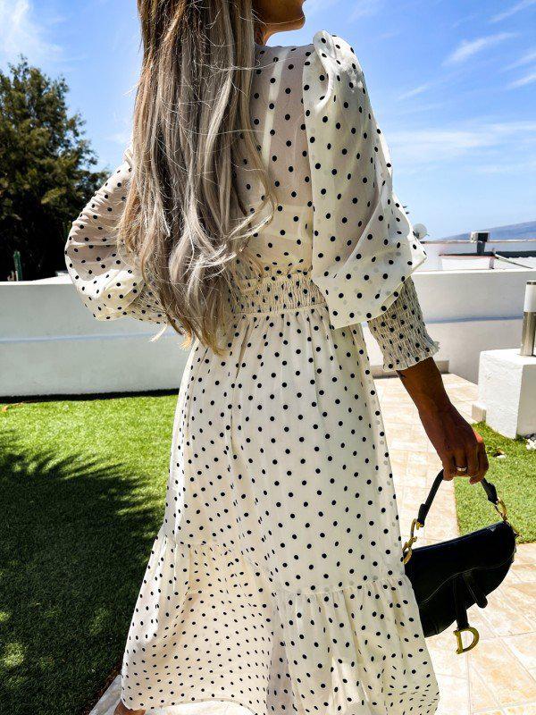 Women's Dresses V-Neck Fashion Polka Dot Long Sleeve Dress - LuckyFash™