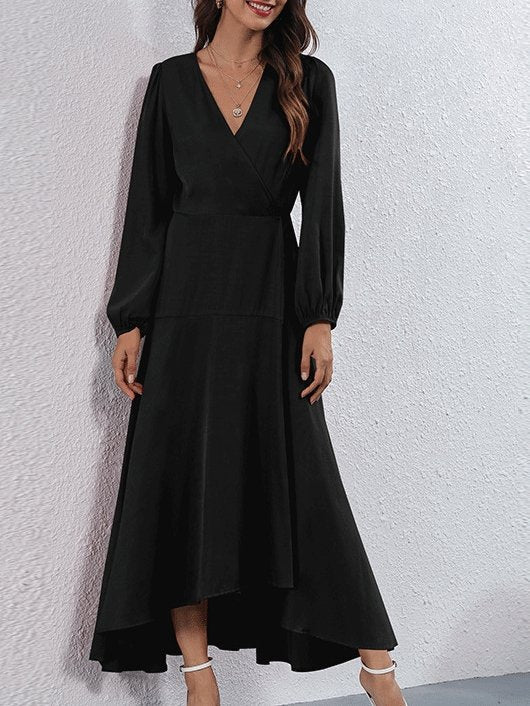 Women's Dresses V-Neck Tie Irregular Long Sleeve Dress - LuckyFash™