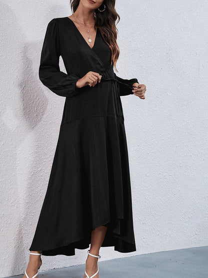 Women's Dresses V-Neck Tie Irregular Long Sleeve Dress - LuckyFash™