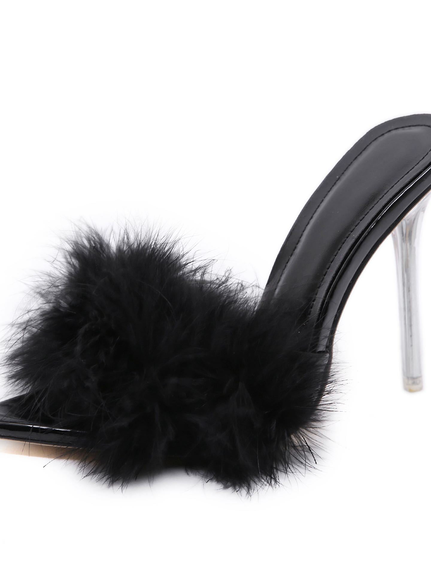 Women's Fabulicious Poise 501f Marabou Slide Shoe - LuckyFash™