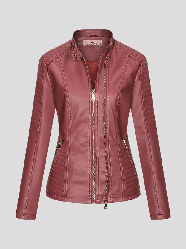 Jackets - Temperament Slim Zipped Leather Jacket - MsDressly