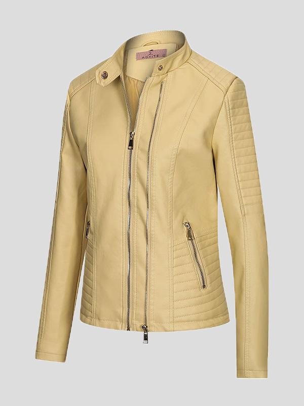 Jackets - Temperament Slim Zipped Leather Jacket - MsDressly