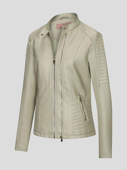 Jackets - Temperament Slim Zipped Leather Jacket - MsDressly