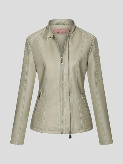 Jackets - Temperament Slim Zipped Leather Jacket - MsDressly