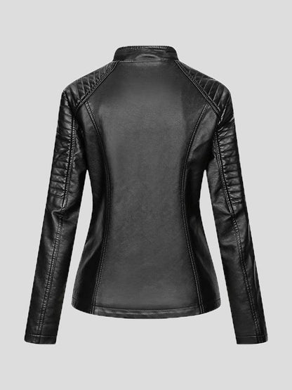 Jackets - Temperament Slim Zipped Leather Jacket - MsDressly