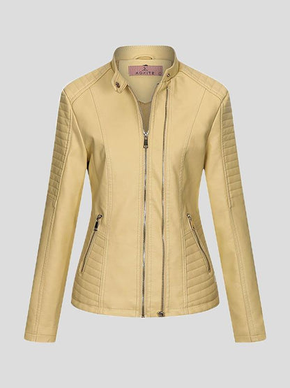 Temperament Slim Zipped Leather Jacket