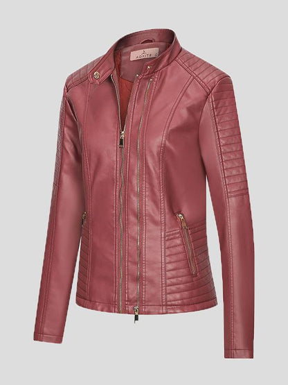 Jackets - Temperament Slim Zipped Leather Jacket - MsDressly