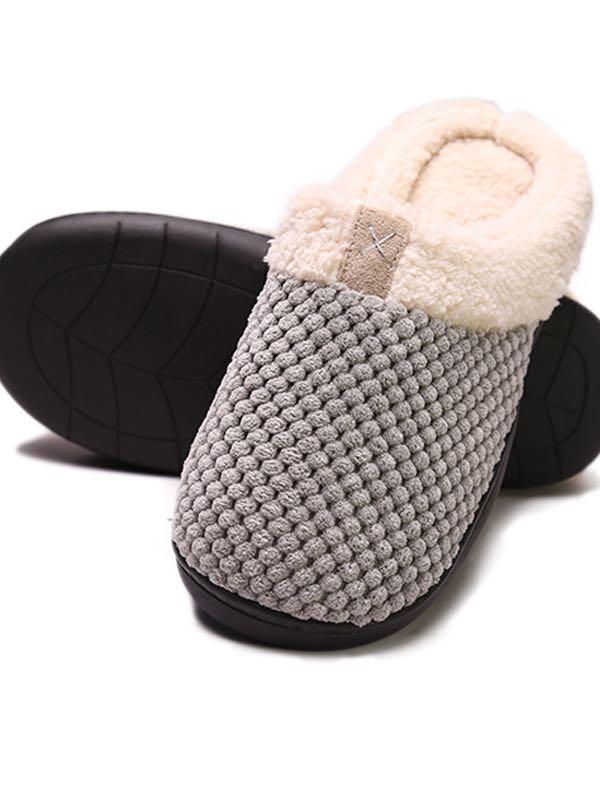 Women's Medium Gray Sweater Knit Clog Slippers - LuckyFash™