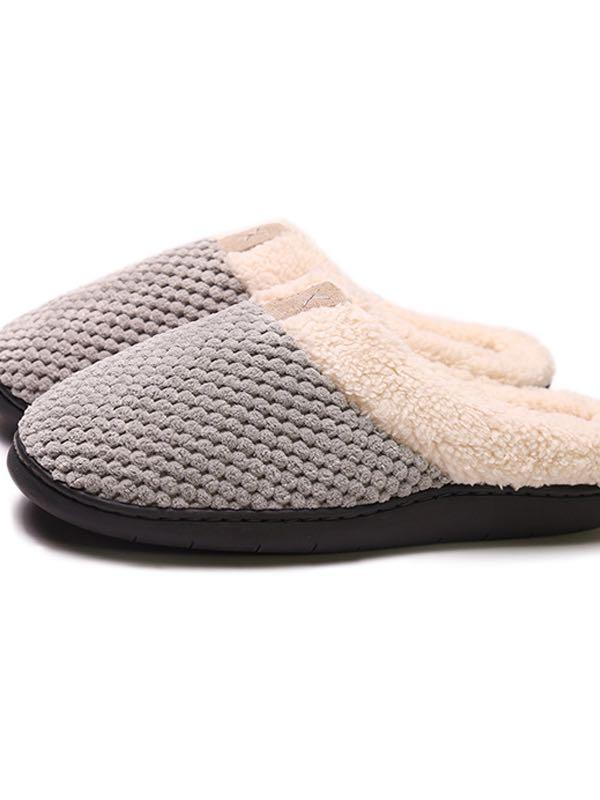 Women's Medium Gray Sweater Knit Clog Slippers - LuckyFash™