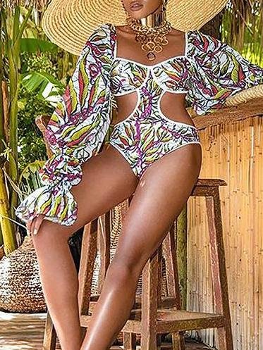 Women's One Piece Printed Swimsuit Bikini Ruffle - LuckyFash™