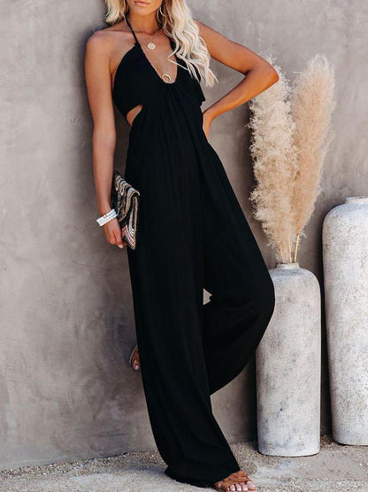 Open Back Lace-up Jumpsuit for Women