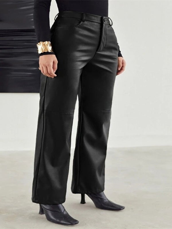 Women's Pants Casual Commuter PU Leather Straight Pants - LuckyFash™