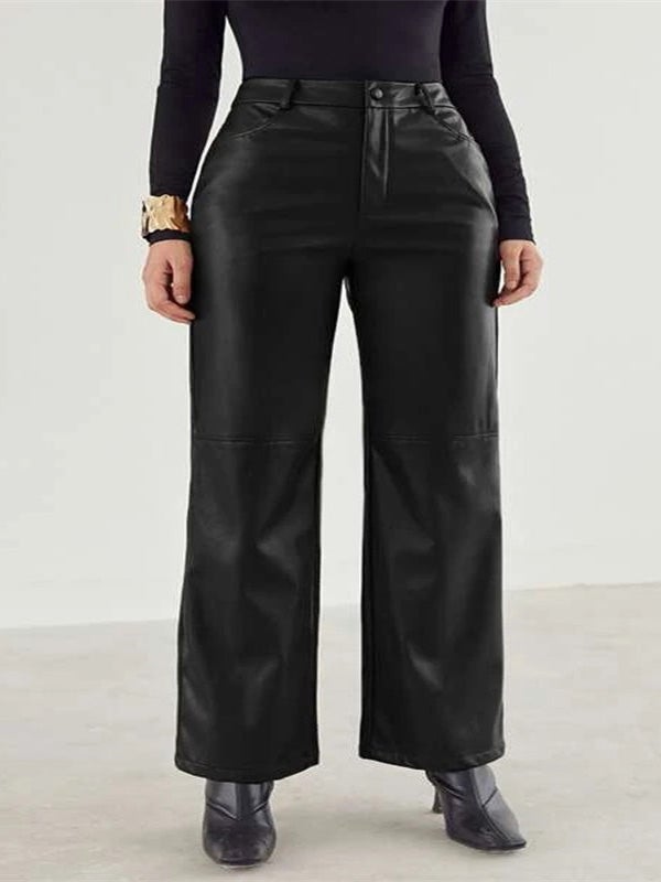 Women's Pants Casual Commuter PU Leather Straight Pants - LuckyFash™