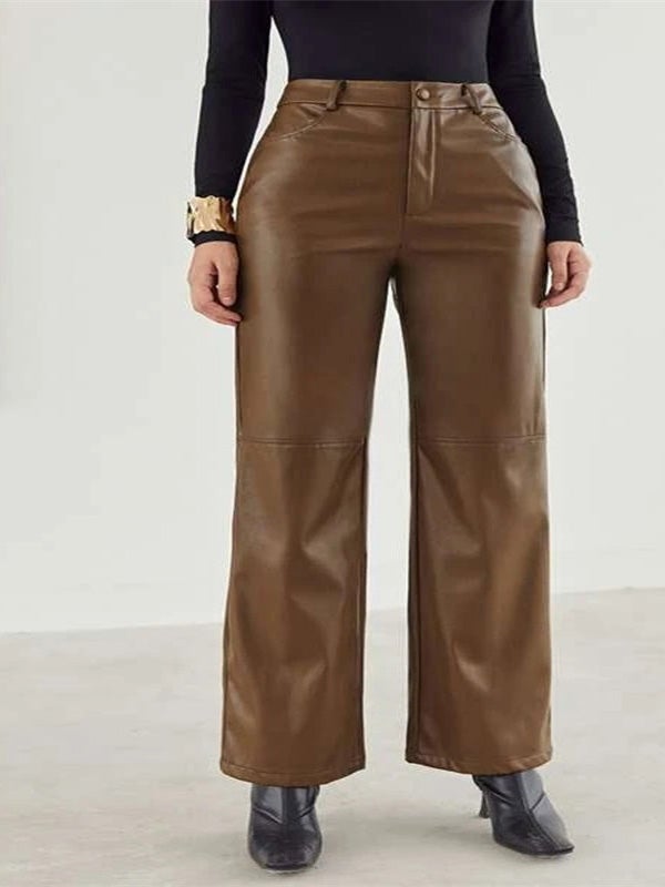 Women's Pants Casual Commuter PU Leather Straight Pants - LuckyFash™