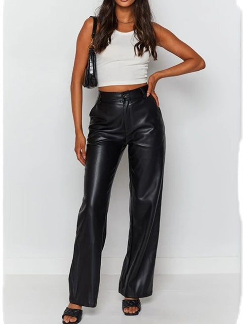 Women's Pants Fashion Pocket Stretch PU Leather Pants - LuckyFash™