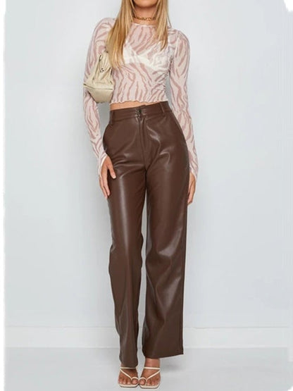 Women's Pants Fashion Pocket Stretch PU Leather Pants - LuckyFash™