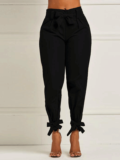 Pants Pure Bowknot Belted Casual Pants for Women