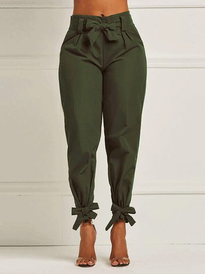 Women's Pants Pure Bowknot Belted Casual Pants - LuckyFash™