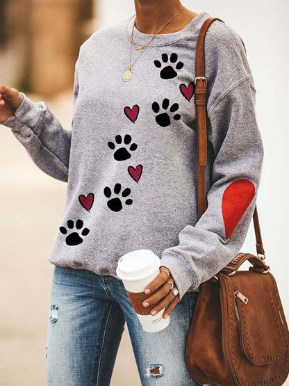 Women's Paw Print Comfort Loose Sweatshirt - LuckyFash™