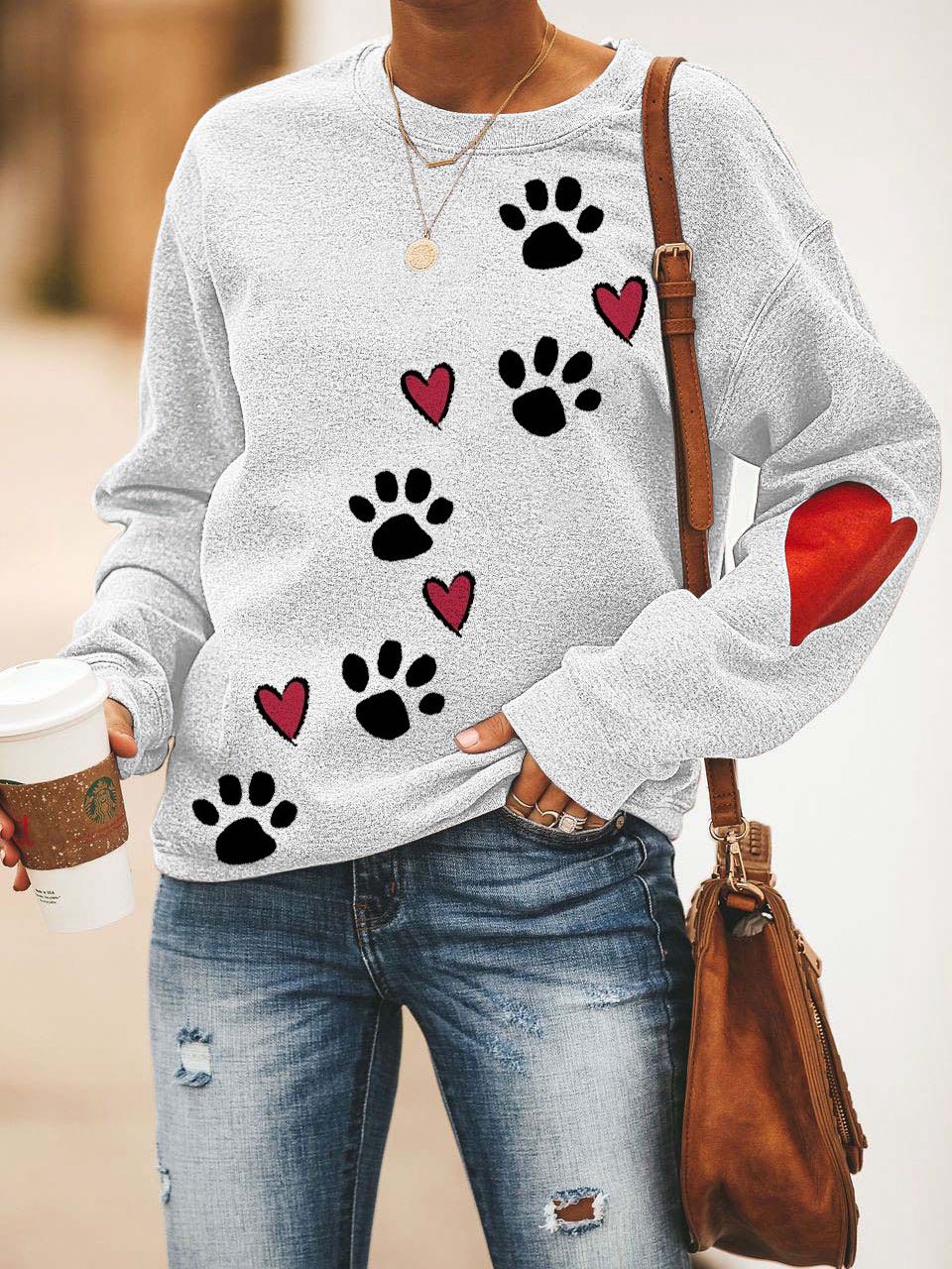 Women's Paw Print Comfort Loose Sweatshirt - LuckyFash™